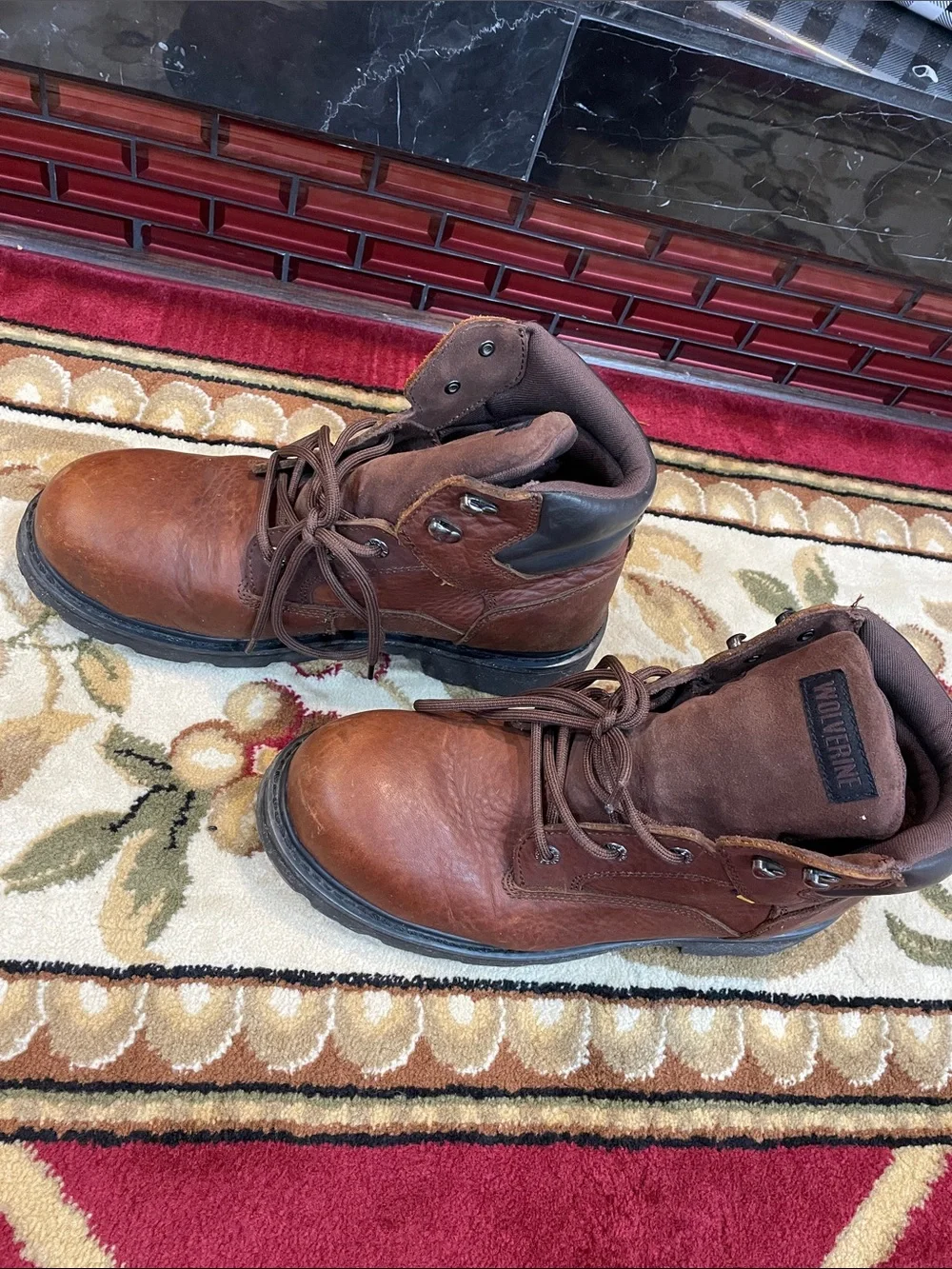 Wolverine Brown Leather Lace-Up Work Boots